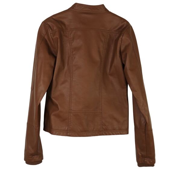 Y2k George Brown Faux Leather Moto Jacket Extra Small Women's Casual Jacket - Picture 4 of 6